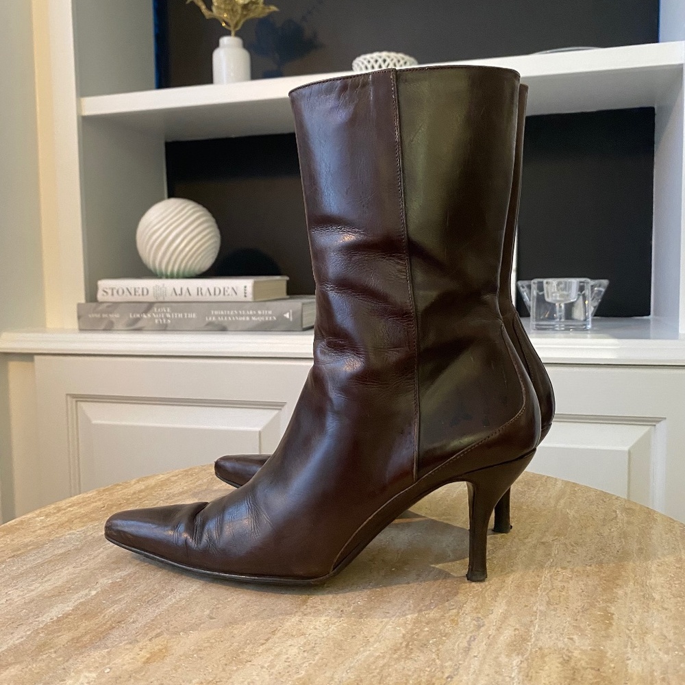 Rich Brown, Mid-Calf, Pointed Toe,  3" Stiletto Boots - Cole Haan - Size 5.5